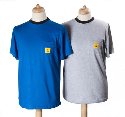 ESD T-shirts blauw grijs - T-shirts ESD bleu gris