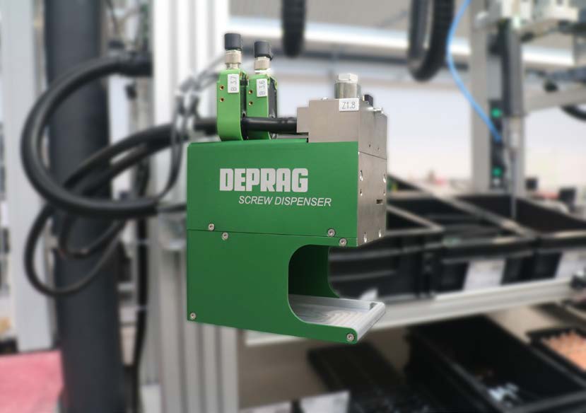 Deprag Screw Dispenser detailopname voor nauwkeurige en ergonomische schroeftoevoer in handmatige assemblage — AWP / Vue détaillée Deprag Screw Dispenser pour alimentation de vis précise et ergonomique en assemblage manuel — AWP