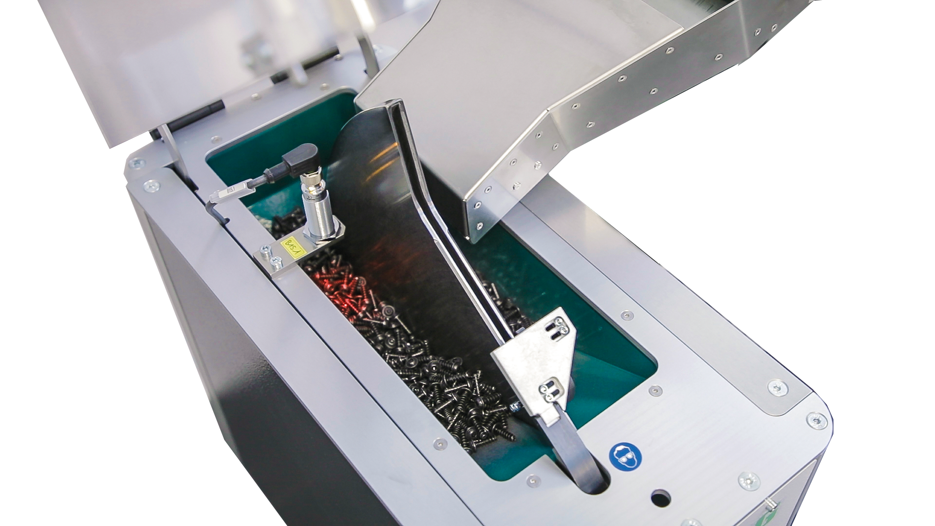 Deprag Sword Feeder detailopname van lineair schroeftoevoersysteem voor nauwkeurige industriële assemblage — AWP / Vue détaillée du système d'alimentation linéaire Deprag Sword Feeder pour assemblage industriel précis — AWP