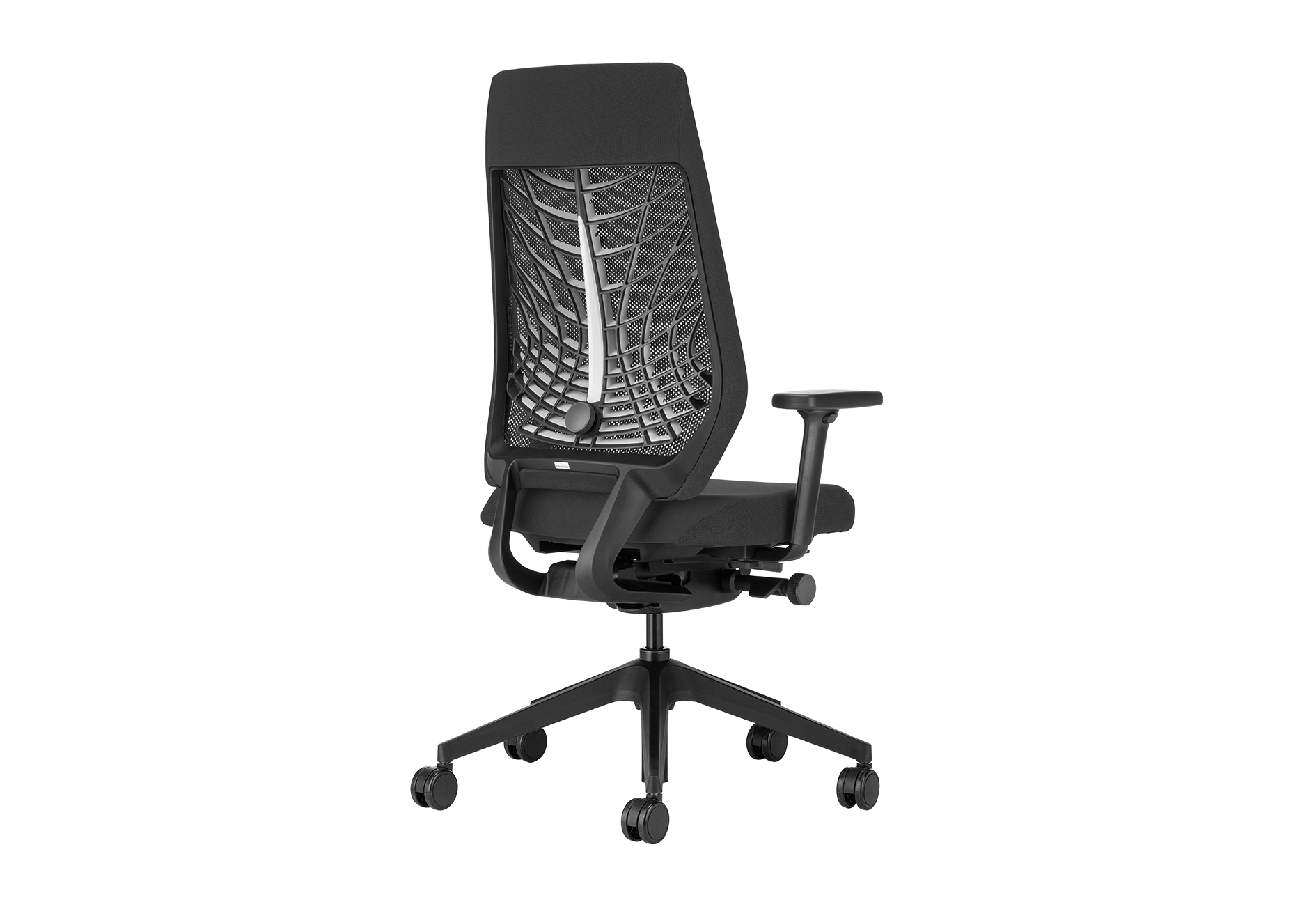 Interstuhl joyce bureaustoel met zwarte mesh rug in webpatroon en verstelbare armsteunen